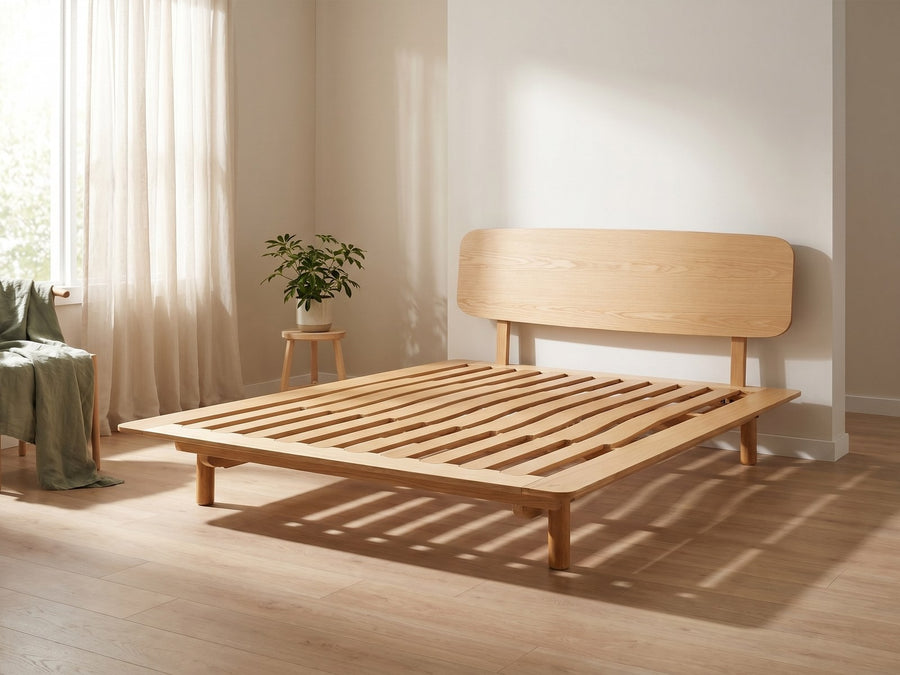 AVONEST Baltic birch plywood bed frame in a bright Melbourne bedroom